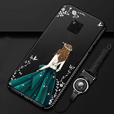 Huawei Mate 20 Pro用シリコンケース ソフトタッチラバー バタフライ ドレスガール ドレス少女 カバー K01 ファーウェイ ブラック