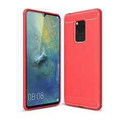 Huawei Mate 20 X 5G用シリコンケース ソフトタッチラバー ライン カバー C02 ファーウェイ レッド