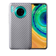 Huawei Mate 30 5G用シリコンケース ソフトタッチラバー ツイル カバー ファーウェイ シルバー