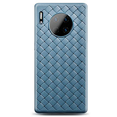 Huawei Mate 30 5G用シリコンケース ソフトタッチラバー レザー柄 カバー H01 ファーウェイ ブルー