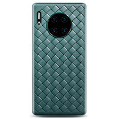 Huawei Mate 30 5G用シリコンケース ソフトタッチラバー レザー柄 カバー H01 ファーウェイ グリーン