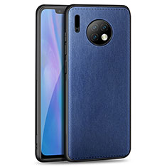 Huawei Mate 30 5G用シリコンケース ソフトタッチラバー レザー柄 カバー H03 ファーウェイ ネイビー