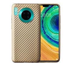 Huawei Mate 30用シリコンケース ソフトタッチラバー ツイル カバー ファーウェイ ゴールド