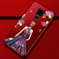 Huawei Mate 30 Lite用シリコンケース ソフトタッチラバー バタフライ ドレスガール ドレス少女 カバー ファーウェイ パープル