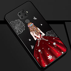 Huawei Mate 30 Lite用シリコンケース ソフトタッチラバー バタフライ ドレスガール ドレス少女 カバー S01 ファーウェイ レッド・ブラック