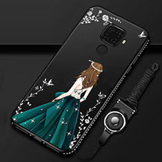 Huawei Mate 30 Lite用シリコンケース ソフトタッチラバー バタフライ ドレスガール ドレス少女 カバー S02 ファーウェイ グリーン