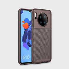 Huawei Mate 30 Pro 5G用シリコンケース ソフトタッチラバー ツイル カバー S01 ファーウェイ ブラウン