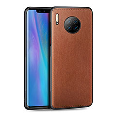 Huawei Mate 30 Pro 5G用シリコンケース ソフトタッチラバー レザー柄 カバー H03 ファーウェイ オレンジ