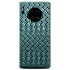 Huawei Mate 30 Pro 5G用シリコンケース ソフトタッチラバー レザー柄 カバー D01 ファーウェイ グリーン