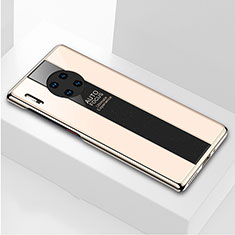 Huawei Mate 30E Pro 5G用ハイブリットバンパーケース プラスチック 鏡面 カバー T01 ファーウェイ ゴールド