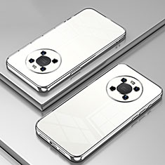 Huawei Mate 40用極薄ソフトケース シリコンケース 耐衝撃 全面保護 クリア透明 SY1 ファーウェイ シルバー