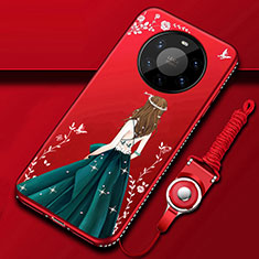 Huawei Mate 40 Pro+ Plus用シリコンケース ソフトタッチラバー バタフライ ドレスガール ドレス少女 カバー ファーウェイ グリーン