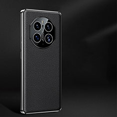 Huawei Mate 50 Pro用ケース 高級感 手触り良いレザー柄 JB2 ファーウェイ ブラック