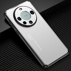 Huawei Mate 60用ケース 高級感 手触り良い アルミメタル 製の金属製 兼シリコン カバー JL2 ファーウェイ シルバー