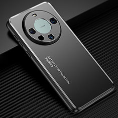 Huawei Mate 60用ケース 高級感 手触り良い アルミメタル 製の金属製 兼シリコン カバー JL2 ファーウェイ ブラック