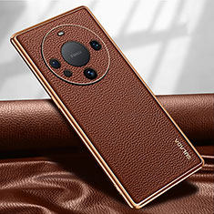 Huawei Mate 60 Pro+ Plus用ケース 高級感 手触り良いレザー柄 LD3 ファーウェイ ブラウン