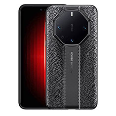 Huawei Mate 60 RS Ultimate用シリコンケース ソフトタッチラバー レザー柄 カバー WL1 ファーウェイ ブラック