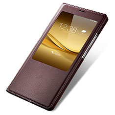 Huawei Mate 8用手帳型 レザーケース スタンド ファーウェイ ブラウン