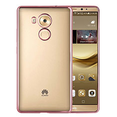 Huawei Mate 8用ハイブリットバンパーケース クリア透明 プラスチック ファーウェイ ピンク