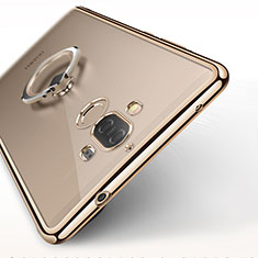 Huawei Mate 9用極薄ソフトケース シリコンケース 耐衝撃 全面保護 クリア透明 アンド指輪 ファーウェイ ゴールド