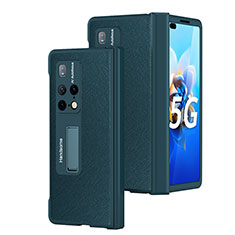 Huawei Mate X2用ハイブリットバンパーケース 高級感 手触り良いレザー柄 兼プラスチック ZL13 ファーウェイ グリーン