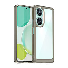 Huawei Nova 11i用ハイブリットバンパーケース クリア透明 プラスチック カバー J01S ファーウェイ グレー