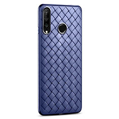 Huawei Nova 4e用シリコンケース ソフトタッチラバー レザー柄 S01 ファーウェイ ネイビー