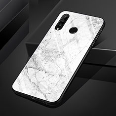 Huawei Nova 4e用ハイブリットバンパーケース プラスチック パターン 鏡面 カバー S01 ファーウェイ ホワイト