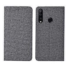 Huawei Nova 4e用手帳型 布 スタンド H01 ファーウェイ グレー