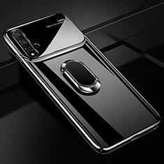 Huawei Nova 5用ハードケース プラスチック 質感もマット アンド指輪 マグネット式 P01 ファーウェイ ブラック