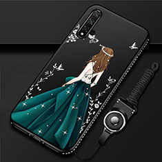 Huawei Nova 5 Pro用シリコンケース ソフトタッチラバー バタフライ ドレスガール ドレス少女 カバー ファーウェイ グリーン