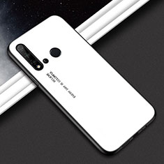 Huawei Nova 5i用ハイブリットバンパーケース プラスチック 鏡面 虹 グラデーション 勾配色 カバー H02 ファーウェイ ホワイト