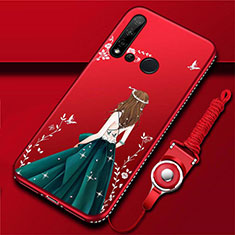 Huawei Nova 5i用シリコンケース ソフトタッチラバー バタフライ ドレスガール ドレス少女 カバー S01 ファーウェイ マルチカラー