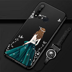 Huawei Nova 5i用シリコンケース ソフトタッチラバー バタフライ ドレスガール ドレス少女 カバー S01 ファーウェイ グリーン
