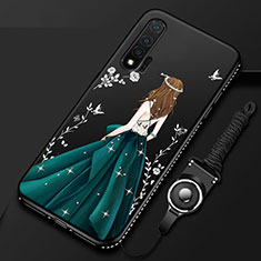 Huawei Nova 6 5G用シリコンケース ソフトタッチラバー バタフライ ドレスガール ドレス少女 カバー ファーウェイ ブラック
