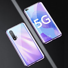 Huawei Nova 6 5G用ケース 高級感 手触り良い アルミメタル 製の金属製 360度 フルカバーバンパー 鏡面 カバー M01 ファーウェイ パープル