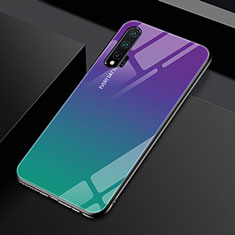 Huawei Nova 6用ハイブリットバンパーケース プラスチック 鏡面 虹 グラデーション 勾配色 カバー H01 ファーウェイ パープル