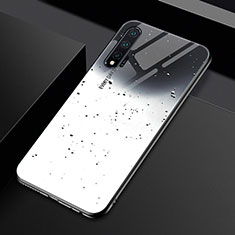Huawei Nova 6用ハイブリットバンパーケース プラスチック 鏡面 虹 グラデーション 勾配色 カバー H01 ファーウェイ グレー