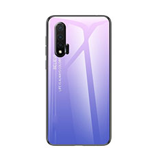 Huawei Nova 6用ハイブリットバンパーケース プラスチック 鏡面 虹 グラデーション 勾配色 カバー ファーウェイ パープル