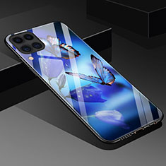 Huawei Nova 6 SE用ハイブリットバンパーケース プラスチック パターン 鏡面 カバー S02 ファーウェイ ネイビー