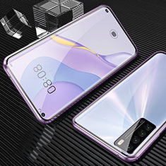 Huawei Nova 7 5G用ケース 高級感 手触り良い アルミメタル 製の金属製 360度 フルカバーバンパー 鏡面 カバー M02 ファーウェイ パープル