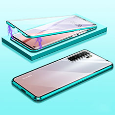 Huawei Nova 7 SE 5G用ケース 高級感 手触り良い アルミメタル 製の金属製 360度 フルカバーバンパー 鏡面 カバー M02 ファーウェイ シアン