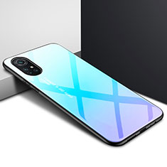 Huawei Nova 8 5G用ハイブリットバンパーケース プラスチック 鏡面 カバー ファーウェイ ブルー