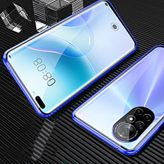 Huawei Nova 8 Pro 5G用ケース 高級感 手触り良い アルミメタル 製の金属製 360度 フルカバーバンパー 鏡面 カバー M04 ファーウェイ ネイビー