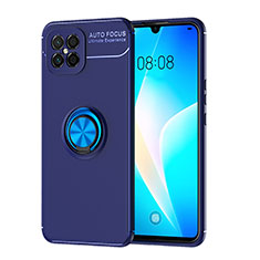 Huawei Nova 8 SE 4G用極薄ソフトケース シリコンケース 耐衝撃 全面保護 アンド指輪 マグネット式 バンパー SD1 ファーウェイ ネイビー