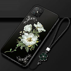 Huawei Nova 8 SE 5G用シリコンケース ソフトタッチラバー 花 カバー S03 ファーウェイ ブラック