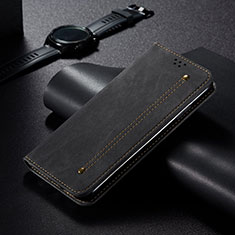 Huawei Nova 8i用手帳型 布 スタンド B01S ファーウェイ ブラック