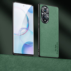 Huawei Nova 9用ケース 高級感 手触り良いレザー柄 ST4 ファーウェイ グリーン