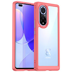 Huawei Nova 9 Pro用ハイブリットバンパーケース クリア透明 プラスチック カバー J01S ファーウェイ レッド