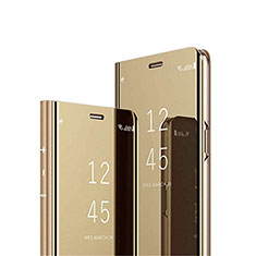 Huawei Nova Lite 3 Plus用手帳型 レザーケース スタンド 鏡面 カバー L03 ファーウェイ ゴールド